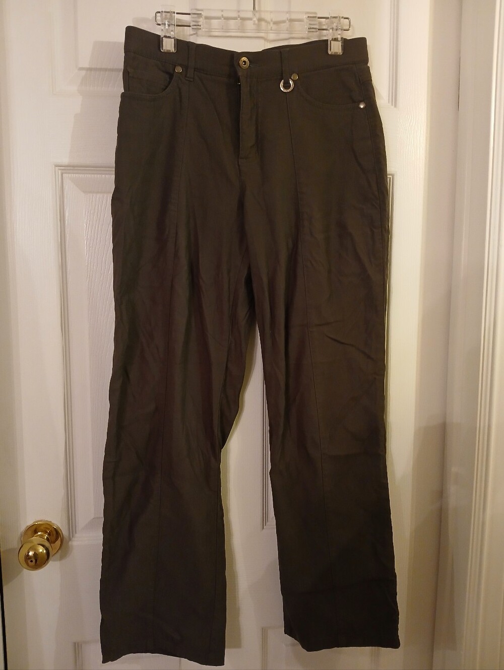 Simon Chang Brown Straight Leg Dress Pants Stretch Mid Rise 35203-P Size 6